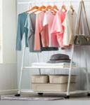 Вешалка гардеробная напольная на колесах с полкой ПЕРФЕКТХАУС, цвет черный, нагрузка 15кг и 5кг на полку, 55*42*160см