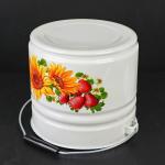Ведро эмалированное, 10 л, с крышкой, деколь МИКС, белое