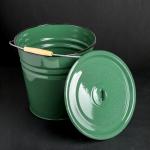 Ведро эмалированное, 12 л, с крышкой, зелёное