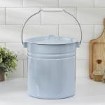 Ведро эмалированное, 12 л, цельнотянутое, с крышкой, голубое
