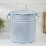 Ведро эмалированное, 12 л, цельнотянутое, с крышкой, голубое