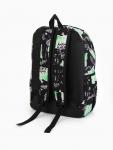 Рюкзак молодёжный на молнии, с карманами, размер 30?13?42 см, чёрный/зелёный