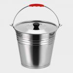 Ведро, 10 л, d=30 см, с крышкой, AISI 201 сталь