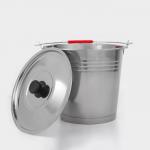 Ведро,10 л, с крышкой, нержавеющая сталь