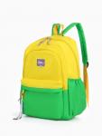 Рюкзак молодёжный на молнии, с карманами, двухцветный, размер 31?15?46 см, жёлтый/зелёный