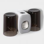 Держатель для зубных щёток с выдавливателем для зубной пасты, стакан 2 шт., 20?10.2?6.2 см, серый