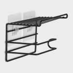 Держатель для туалетной бумаги Доляна, с полочкой, 19.5?9.5?8 см, чёрный