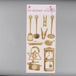 Наклейка интерьерная «Кухонная утварь», пластик, золотистый, 70?30 см