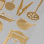 Наклейка интерьерная «Кухонная утварь», пластик, золотистый, 70?30 см