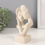 Бюст фигурка полистоун «Влюблённые с цветами», белый в крапинку, 9.5?6?17 см