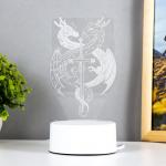Светильник 3D RISALUX «Два дракона», LED-ночник, белый, 10?9.5?16 см