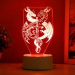 Светильник 3D RISALUX «Два дракона», LED-ночник, белый, 10?9.5?16 см