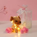 Набор подарочный «Пёсик беж», мыльные розовые розы 5 шт., роса, 7?7?12 см