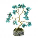 Дерево счастья из бирюзы искуственной на змеевике 35*35*80мм