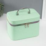 Набор шкатулок для украшений с зеркалом «Сердца», 3 шт., искусственная кожа, св. зелёная