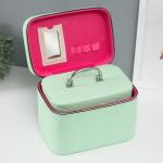 Набор шкатулок для украшений с зеркалом «Сердца», 3 шт., искусственная кожа, св. зелёная