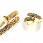 Браслет гвоздь в комплекте с кольцом фианиты цв.малиновый, 16см