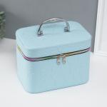 Набор шкатулок для украшений с зеркалом «Сердца», 3 шт., искусственная кожа, св. голубая