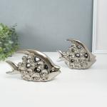 Набор фигурок керамика «Две рыбки - пузырьки», серебро, 2 шт., 4.8?22?12 см; 4.8?17.5?13 см