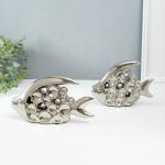 Набор фигурок керамика «Две рыбки - пузырьки», серебро, 2 шт., 4.8?22?12 см; 4.8?17.5?13 см