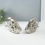 Набор фигурок керамика «Две рыбки - пузырьки», серебро, 2 шт., 4.8?22?12 см; 4.8?17.5?13 см