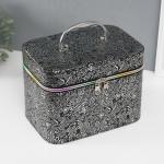 Набор шкатулок для украшений с зеркалом «Узоры бабочки», 3 шт., искусственная кожа, чёрная