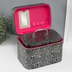 Набор шкатулок для украшений с зеркалом «Узоры бабочки», 3 шт., искусственная кожа, чёрная