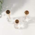 Подсвечник на 1 свечу «Ребро на подиуме», набор 3 шт., металл, акрил, золото, h=23; 21.5; 19.5 см