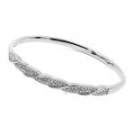 Браслет "Переплет" серебристый с фианитами