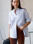 Блузка свободного силуэта в полоску из эластичного хлопка