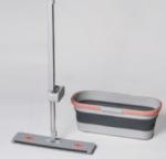 Набор: ведро и швабра с ручкой из нержавеющей стали, длина ручки 134см, 2 насадки из микрофибры ZHUN