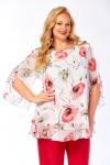 Блуза Элль стиль 2213/13а белый принт маки