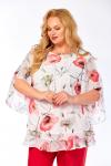 Блуза Элль стиль 2213/13а белый принт маки