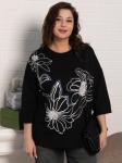 Блуза Цветочная рапсодия (черная) Б15311-18М
