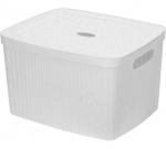 КОРЗИНА ДЛЯ БЕЛЬЯ С КРЫШКОЙ VELVET, 450*360*270мм, 35л Светло-серый флэк (5)