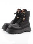 01-A14-1 BLACK Ботинки демисезонные женские (натуральная кожа)