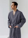 Мужской вафельный халат с планкой маренго В-03 (33)