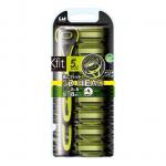 KAI Бритва безопасная Xfit 3D HEAD с 5ю лезвиями, плавающая головка, 2 станка + 8 сменные кассеты, НАБОР