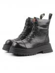 01-A13-1 BLACK Ботинки демисезонные женские (натуральная кожа)
