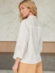 Блузка свободного силуэта в полоску  с рукавом 3/4  из хлопка