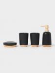 Аксессуары для ванной «Эко», 4 предмета, мыльница, дозатор для мыла, 2 стакана, чёрные