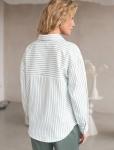 Блузка свободного силуэта в тонкую полоску из хлопка