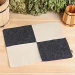 Коврик - сидушка для бани и сауны «Шахматы», 47?38 см, шерсть 30%, полиэфир 70%, серо-белый, «Добропаровъ»