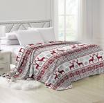 Плед велсофт ТМ "Все ДОМА/Vse DOMA" 150х200, "Олени", цвет серый, гладье, ролик