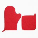 Кухонный набор «Доляна. Грибы»: варежка 20?28 см, прихватка 17?17 см