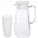 Кувшин пластиковый 1.7л Летний хит в наборе с 4-мя стаканами 200мл