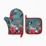 Кухонный набор «Доляна» Beauty: варежка-прихватка 20?27 см, прихватка 17?17 см, изумрудный