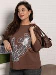 Блуза Цветочная рапсодия (коричневая) Б15310-18М