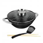 SATOSHI Казан чугун,26см,3л,антипр.покр,решетка,стекл.крыш,нейлон.лопатка,бамб.палочки,индукция