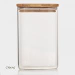 Банка для сыпучих BellaTenero «Эко. Квадратная», 1.2 л, 10?15.5 см, с бамбуковой крышкой, стекло, прозрачная